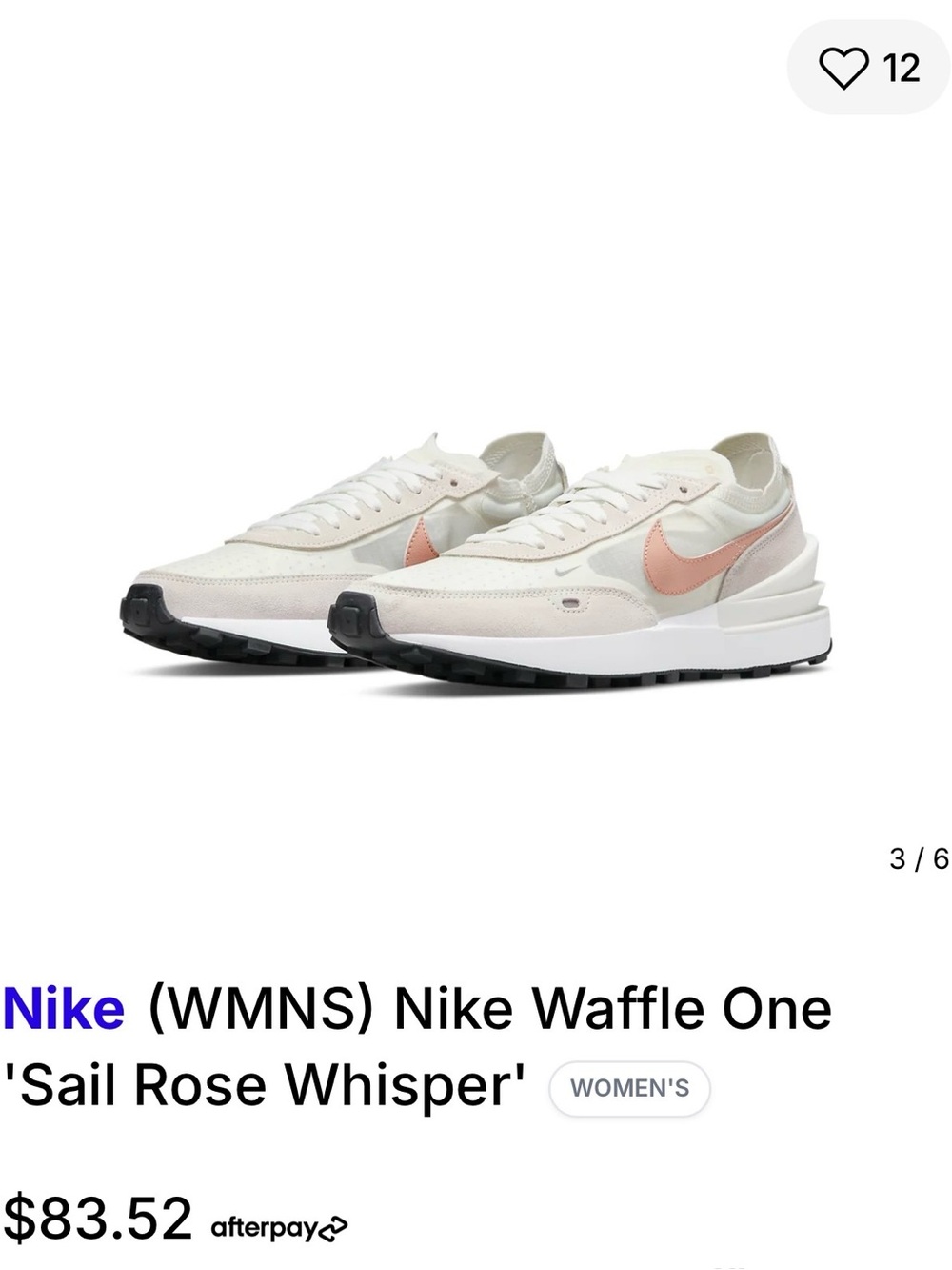 Nike Women's Waffle One Sail with Rose Swoosh - Picture 2 of 7